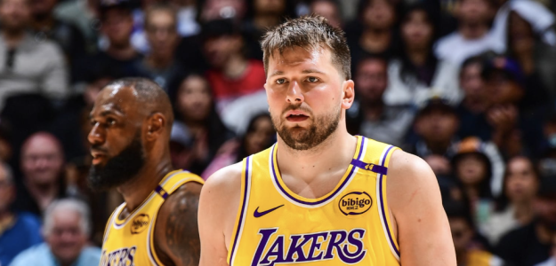 LeBron James and Luka Doncic, stars of the Los Angeles Lakers.