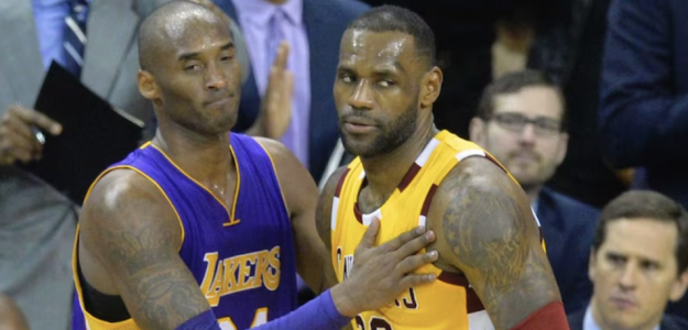 LeBron James y Kobe Bryant, 2 de los mejores anotadores de la historia de la NBA.