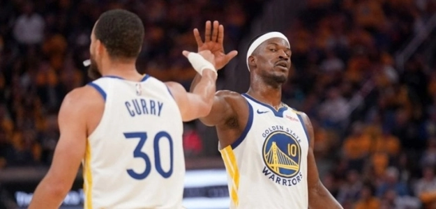 Stephen Curry and Jimmy Butler, stars of the Golden State Warriors.