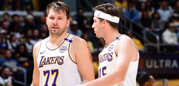 Austin Reaves y Luka Doncic, estrellas de Los Angeles Lakers.