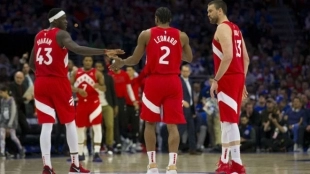 Kawhi Leonard junto a Marc Gasol y Pascal Siakam | Foto: getty images