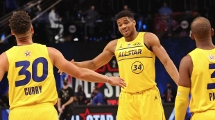 Giannis Antetokounmpo y Stephen Curry, jugadores más destacados del Partido de las Estrellas.