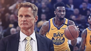 Steve Kerr y Andrew Wiggins, entrenador y jugador de Golden State Warriors.