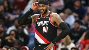 Gran partido de Carmelo Anthony ante los Blazers.