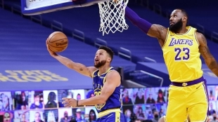 LeBron James vs. Stephen Curry en un reciente Warriors-Lakers.