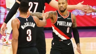 CJ McCollum y Damian Lillard, estrellas de Portland Trail Blazers.