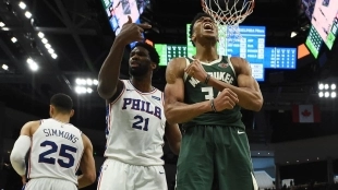 Giannis y Embiid, candidatos a ganar el Este y el MVP. Foto: nba,com