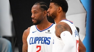Kawhi Leonar y Paul George, con la camiseta de Los Angeles Clippers.