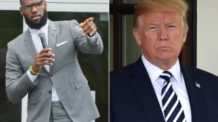 Fotomontaje de LeBron James y Donald Trump.