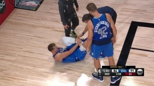 Luka Doncic cayó lesionado en el Game 3 contra los Clippers.
