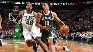 Brogdon penetrando ante los Boston Celtics. Foto: nba.com