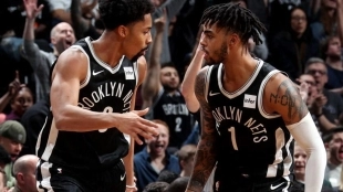 Spencer Dinwiddie y D´Angelo Russell, jugaderes de Brooklyn Nets