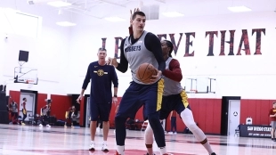 Nikola Jokic, en un entrenamiento con Denver Nuggets.