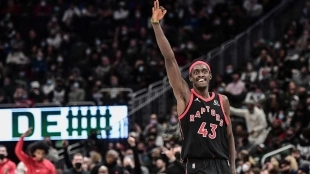 Pascal Siakam, reacción de orgullo con Toronto Raptors. Foto: gettyimages