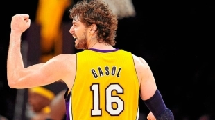 Pau Gasol, campeón de la NBA con Los Lakers en 2009 y 2010.