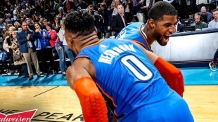 Paul George y Russell Westbrook lideraron el importante triunfo de Oklahma City Thunder.