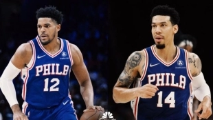 Tobias Harris y Danny Green, jugadores de Philadelphia 76ers envueltos en rumores NBA. 