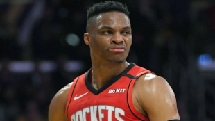 Russell Westbrook en un partido con los Houston Rockets.