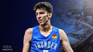 Chet Holmgren, con la camiseta de OKC.