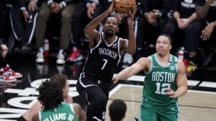 Kevin Durant, en un partido contra los Boston Celtics