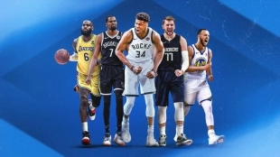 LeBron James, Kevin Durant, Giannis Antetokounmpo, Luka Doncic y Stephen Curry, entre los mejores jugadores para la temporada 2022/23 en la NBA