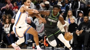 Anthony Edwards, en un partido contra Oklahoma City Thunder