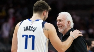 Luka Doncic y Gregg Popovich