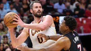 Kevin Love, en un partido contra Miami Heat