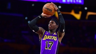 Dennis Schroder, con la camiseta de Los Angeles Lakers. 