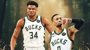 Damian Lillard y Giannis Antetokounmpo, estrellas de Milwaukee Bucks. 