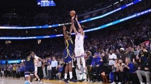 Chet Holmgren se exhibe con Warriors. Foto: gettyimages