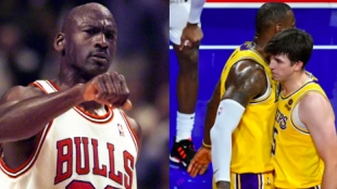 LeBron James, Austin Reaves y Michael Jordan. 