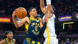 Tyrese Haliburton, en un partido ante Golden State Warriors. 