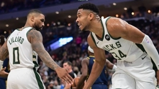 Giannis Antetokounmpo y Damian Lillard, estrellas de Milwaukee Bucks.