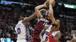 Jaime Jáquez Jr. en un partido contra Philadelphia 76ers