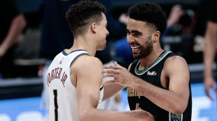 Jontay Porter y Michael Porter Jr., hermanos en la NBA. 