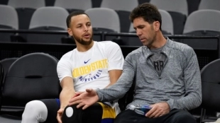 Bob Myers y Stephen Curry.