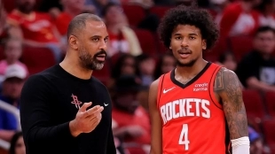 Ime Udoka y Jalen Green, entrenador y jugador de Houston Rockets.