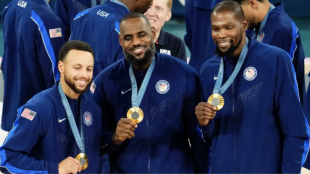 LeBron, Curry, and Durant, stars of Team USA.