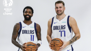 Kyrie Irving and Luka Doncic at the media day of the Dallas Mavericks 2024/25.