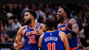 Towns, Brunson, and Anunoby on the Knicks. Photo: Getty Images.