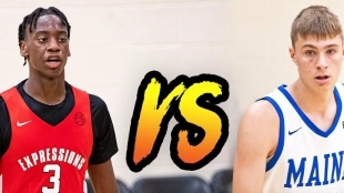 AJ Dybantsa and Cooper Flagg, favorites for the number 1 pick in the 2026 and 2025 Drafts, respectively.