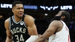 Giannis Antetokounmpo, fighting with James Harden
