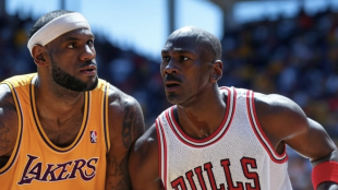 Michael Jordan y LeBron James, en una imagen creada por Grok.