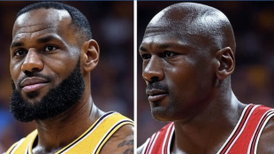 LeBron James y Michael Jordan, en una imagen de Grok. 