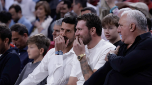 Novak Djokovic and Luka Doncic, enjoying the Euroleague in Madrid.